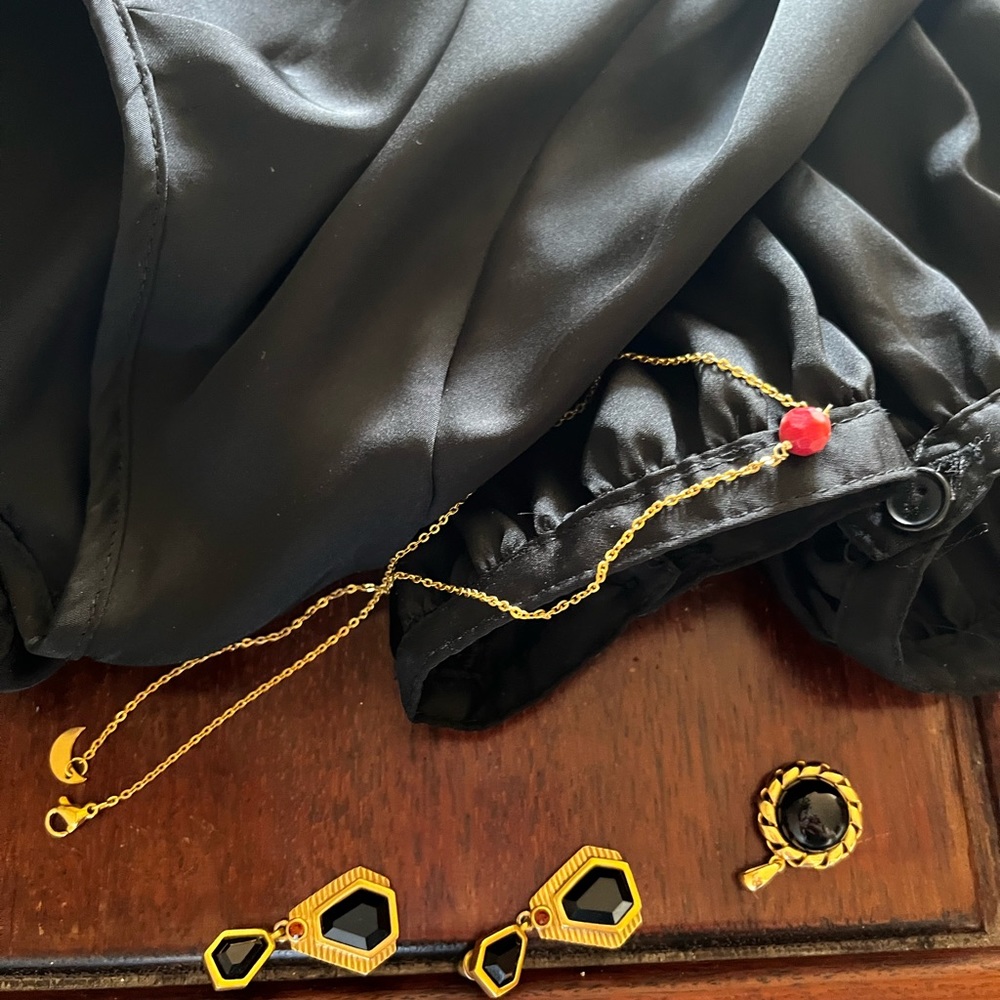 Metaphor black satin shine long sleeves blouse - Picture 10 of 10